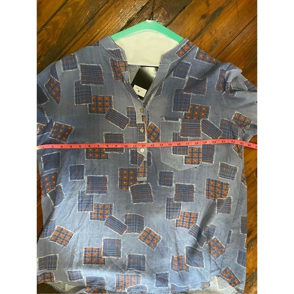 Ornella Paris NWT Blue Red Picnic Plaid Italian Blouse Tunic Top, Size Medium - Picture 7 of 9
